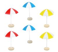 CIYODO Miniature Beach Umbrella Ornaments 6Pcs Lightweight Resin Decor for Dollhouses Fairy Gardens Aquarium and Plant Displays