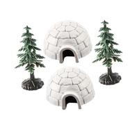 CIYODO Miniature Igloo Figurines Ice House Model Miniature Pine Trees 1 Set Plastic Snow House Playset Christmas Tree Holiday Decoration Boys and Girls Early Educational Toys Sand Table Ornament
