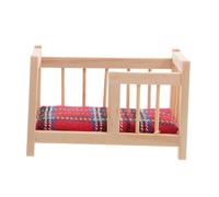 CIYODO Miniature Wooden Cradle for Dollhouse Bedroom Realistic Craftsmanship with Bedding Cozy Dollhouse Furniture Accessory for Tiny Decor and Pretend Play