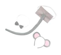 CIYODO Mouse Costume Kit with Fluffy Headband Bow Tie and Felt Tail Set for Womens Cosplay Party Dress Up Halloween and Birthday Animal Role Playing Accessories