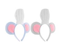 CIYODO Mouse Ears Headband with Chef Hat - 2Pcs Blue and Grey Cartoon Costume Accessories for Christmas, Halloween, and Theme Park Party Dress-Up