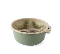 CIYODO Multifunctional Double Layer Draining Basket for Vegetables and Fruits Rotatable Detachable Kitchen Colander Large Nordic Green Plastic Storage Container for Washing and Filtering