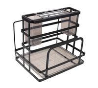 CIYODO Multipurpose Kitchen Sink Sponge Holder and Dish Soap Organizer with Carbon Steel Rack Sturdy Kitchen Utensil Storage Stand for Cutting Boards Chopsticks Black Minimalist Design