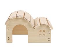 CIYODO Natural Solid Wood Hamster House Hideout for Dwarf Hamsters and Small Rodents - Small Wooden Habitat Shelter for Sleeping, Chew-resistant Hideaway, Cage Accessory for Pet