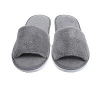 CIYODO Non-Slip Closed Toe Disposable Hotel Slippers for Guests, 29cm Long Grey Coral Fleece Indoor House Slippers, 7mm Thick Spa Travel Footwear for Men and Women