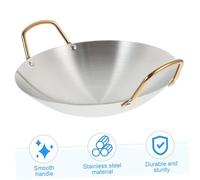 CIYODO Nonstick Stainless Steel Double Handle Wok Korean Style Dry Pot for Home and Commercial Cooking Stockpot for Family Meals and Catering