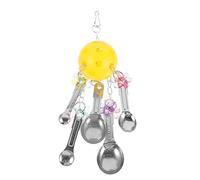 CIYODO Parrot Chewing Hanging Pendant Birdcage Decor Lightweight Safe Pet Bird for All Parrots Promotes Activity and Fun with Durable Metal Spoon and Ball Design Random Color