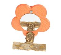 CIYODO Parrot Perch with Mirror Stand Bird Toys for Conures Portable Macaw Bird Play Stand Wear-resistant Orange Mirror Cypress Wood Stand