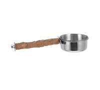 CIYODO Parrot Wooden Stand Food Bowl Natural Wood Bird Feeder Stainless Steel Parrot Climbing Stand Bird Toy