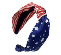 CIYODO Patriotic Knotted Wide Headband for Women Twisted American Flag Pattern Hair Accessory Comfortable and Stylish Decorative Band for Independence Day Parties and Everyday Wear
