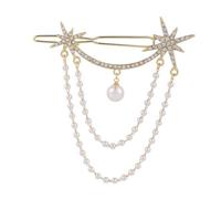 CIYODO Pearl Rhinestone Tassel Hair Clip Elegant Chain Side Hairpin for Women Wedding Party Prom Hair Accessory Lightweight Stylish Clamp for Various Hairstyles