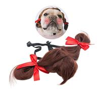 CIYODO Pet Funny Wig for Dogs Cats Curly Costume with Braids for Parties Halloween Birthdays Weddings Photo Shoots with Elastic Band Durable Easy to