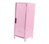 CIYODO Pink Metal Mini Locker with Lock and Keys Secure Desktop Beauty Storage Box for Women Stylish Small Makeup Organizer for Bedroom Bathroom Office Use