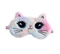 CIYODO Plush Eye Mask Cartoon Cat Sleep Blindfold Soft Breathable Eye Cover for Boys Nap and Night Rest Gentle Hair Light Blocking for Travel Home Office