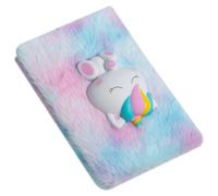 CIYODO Plush Notebook for Colorful Tie-dye Fluffy Journal with Soft Cover Cozy Furry Secret Diary for School Travel Birthday Creative Sketching and Writing