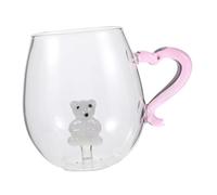 CIYODO Polar Bear Glass Mug Clear Animal Drinking Cup with Hidden Figurine Heart Handle Christmas Coffee Tea Latte Cup Gift for Birthday Valentines