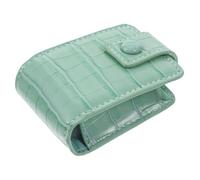 CIYODO Portable Lipstick Storage Container with Built Mirror Small Makeup Pouch for Travel Outdoor Use Holds Lipsticks Stylish Green Texture Case for Women and Giving