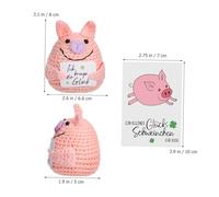 CIYODO Positive Crochet Plush Pig Doll with Encouragement Card Soft Knitted Animal for Adults Portable Lightweight Handmade Yarn Ornament for Pig Lovers and Gift