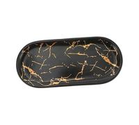 CIYODO Premium Ceramic Sushi Plate Marble Pattern Small Black Porcelain Tray Multifunctional Serving Dish for Home Restaurant Appetizers Parties and Jewelry Display