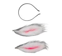 CIYODO Rabbit Costume Headband for Women Lightweight Bunny Ears Hairband Easter Party Headwear Photo Prop Plush Gray and Pink Design