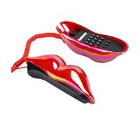 CIYODO Red Lips Corded Landline Phone Decorative Dial Telephone Unique Lip Shape Ornament Stylish Retro Desk Phone for Home Office