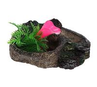 CIYODO Reptile Water Dish and Food Holder Multi-function Resin Feeding Bowl for Tortoise Lizard and Snake Natural Rock Simulation Design for Terrarium and Aquarium Decor