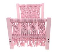 CIYODO Retro Wooden Newborn Photoshoot Mini Bed with Bohemian Macrame Tassels, Pink Photography Prop for Studio and Home Posing Sessions