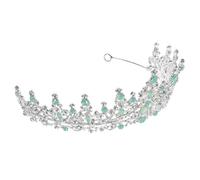 CIYODO Rhinestone Crown Headband Elegant Luxury Baroque for Bridal Wedding with Green Crystal Sparkling Rhinestones Metal Tiara Hair Accessory Enhances Appearance for Bride and Event