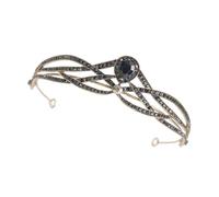 CIYODO Rhinestone Crown Headpiece Black Vintage Bridal Wedding Tiara Princess Headband for Bride Shiny Crystal Accessories