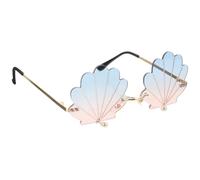 CIYODO Rimless Seashell Sunglasses with Comfortable PC Frame Party Favors for Women Retro Style Funny Eyeglasses Practical Use at Rave Parties and Shows