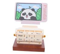 CIYODO Rotary Perpetual Desk Calendar with Smooth Rotating Mechanism Cute Panda Design Month Week Date Display for Home Office Classroom Decor Sustainable Wooden Desktop Organizer