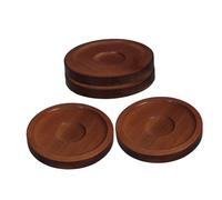 CIYODO Rotatable Wood Coasters for Glasses and Coffee Cups, 4pcs Dark Red with Redwood Base, Round Drink Coaster Set for Home, Bar, and Office Use