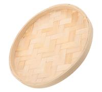 CIYODO Round Bamboo Woven Tray Lightweight Decorative Hanging Wall Basket Versatile Serving Sieve Ornament for Living Bedroom Kitchen Rustic Unpainted Design