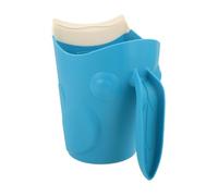 CIYODO Shampoo Rinse Cup for Bath Soft TPE Material Curved Design to Prevent Water in Eyes Comfortable Hair Washing Rinser Blue Cartoon Frog Bath Container