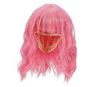 CIYODO Short Pink Wig with Stylish Bangs Natural-looking Wavy Short Curly Pastel Hair for Women Easy to Wear Synthetic Costume Party Cosplay