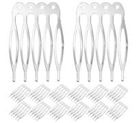 CIYODO Silver Hair Comb 50pcs Pack Decorative Iron Hair Combs for Women Easy to Use for Wedding Veil Hold and Performance or Dating Occasions