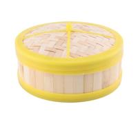 CIYODO Single Tier Bamboo Steamer Basket with Lid Safe Bamboo Material Steam Basket for Dim Sum Dumplings Buns Vegetables Rice Practical Home Kitchen Cooker