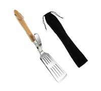 CIYODO Stainless Steel Barbecue Tong with Slotted Clip and Bamboo Handle Heat Resistant Cooking Utensil for Grilling Steak Fish Bread Includes Storage Bag Lightweight Kitchen Supplies