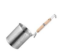 CIYODO Stainless Steel Noodle Strainer Spoon with Ergonomic Wooden Handle Heat-Resistant Colander Ladle for Frying Cooking and Draining Vegetables Meats Pasta and More in Home Kitchen