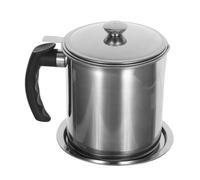 CIYODO Stainless Steel Oil Filter Jug with Fine Mesh Strainer and Residue Collection Cup Large Capacity Grease Container for Kitchen Oil Storage Thickened Design with Non Slip Base for