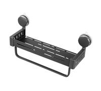 CIYODO Suction Cup Kitchen Storage Rack with Hooks Weather Resistant and Organizer for Spice Jars and Towels Space Saving Wall Mounted Holder for Bathroom and Over Stove Use