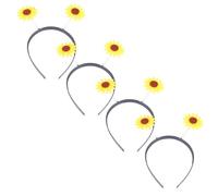 CIYODO Sunflower with Plastic and Fabric Material, Adorable Spring Design 4pcs Hair Hoops Non-slip Party Headbands for Birthday Parties and Fancy Ball
