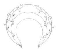 CIYODO Three-Layer Baroque Goddess Crown Headband with Branch Design, DIY Wedding Tiara Hair Hoop for Women, Vintage White Ring Hair Accessory for Bridal and Traditional Costume