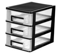 CIYODO Transparent Desktop Storage Box for Cosmetics Plastic Mini Organizer with Black and Design Makeup Holder for Dressing Table Compact and Practical Storage