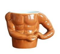 CIYODO Unique Muscle-Shaped Ceramic Coffee Mug, Cute Strongman Design Drink Cup for Birthday, 350ml Chic Tea Mug Water Container for Home Office Use