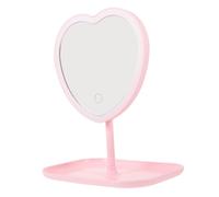 CIYODO USB Rechargeable LED Heart-shaped Desktop Makeup Mirror with Base Reflective Surface Brightness for Precise Eyeliner and Eyebrow Application for Women
