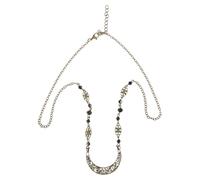 CIYODO Vintage Boho Moon Crescent Headband with Faux Crystal Beads Unique Forehead Drop Design Festival Hair Chain Jewelry for Women Wedding and Halloween Accessories