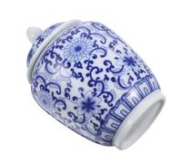 CIYODO Vintage Chinese Style Ceramic Tea Jar Airtight Sealed Storage Container for Loose Tea and Items Multipurpose Tabletop Decorative Candy Holder with Secure Lid