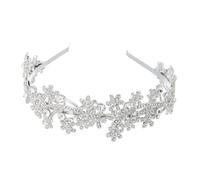 CIYODO Vintage Rhinestone Flower Headpiece Silver Hair Ornament for Women Decorative Elegant Headdress for Wedding Prom Party Banquet Stylish Bridal Hair Accessory