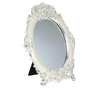 CIYODO Vintage Silver Metal Makeup Mirror for Bedroom Dresser Tabletop High-definition Desktop Vanity Mirror with Smooth Polishing Lightweight for Daily Makeup and Skincare